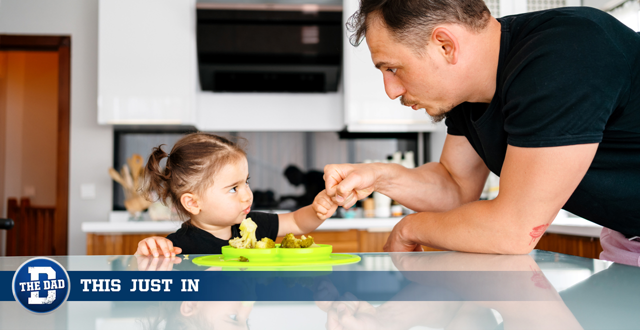 Dad Toddler Broccoli Standoff