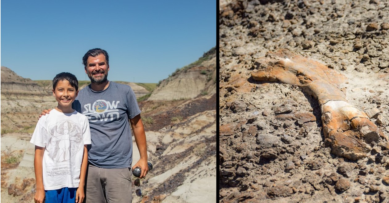 dad and son find fossil