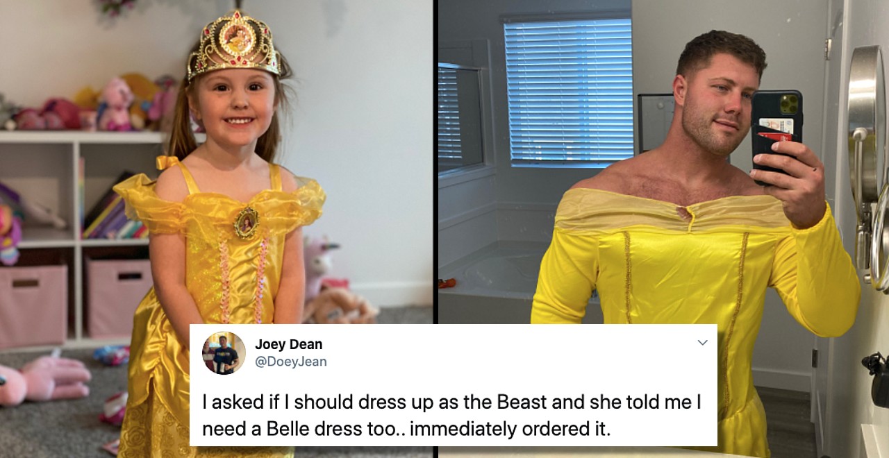 Dad buys princess dress to match daughter