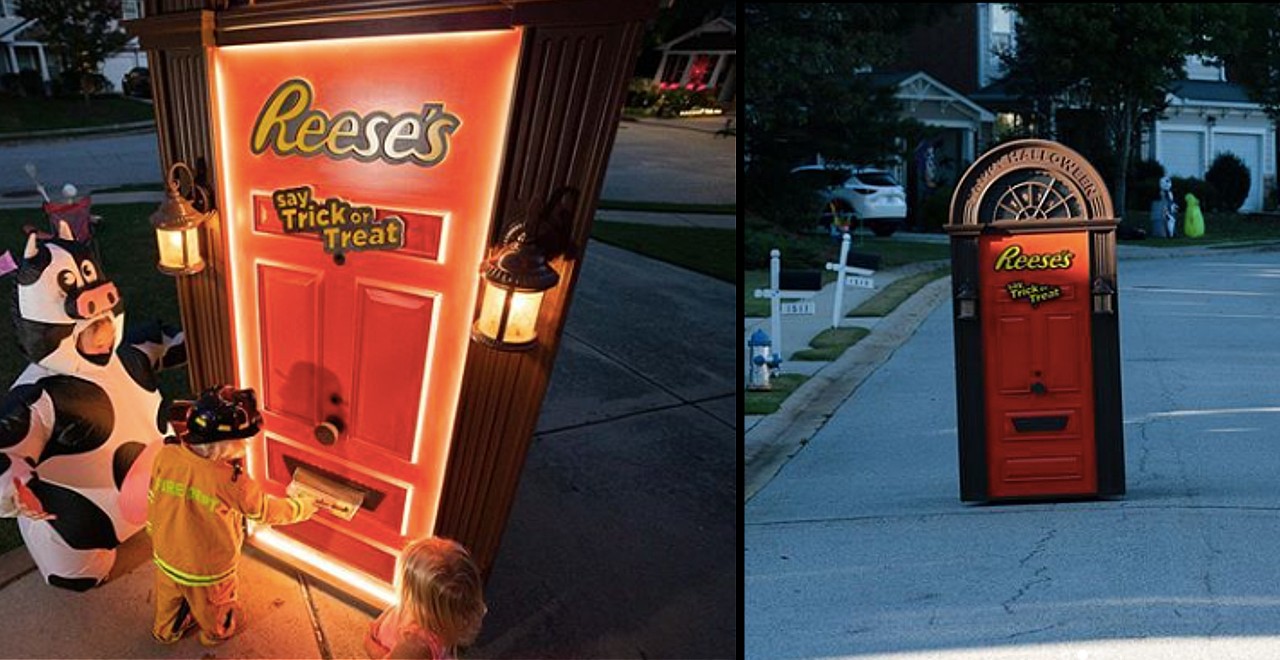 Dad builds scary front door to save candy from trick-or-treaters