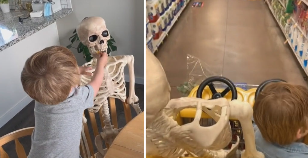 Toddler and Skeleton