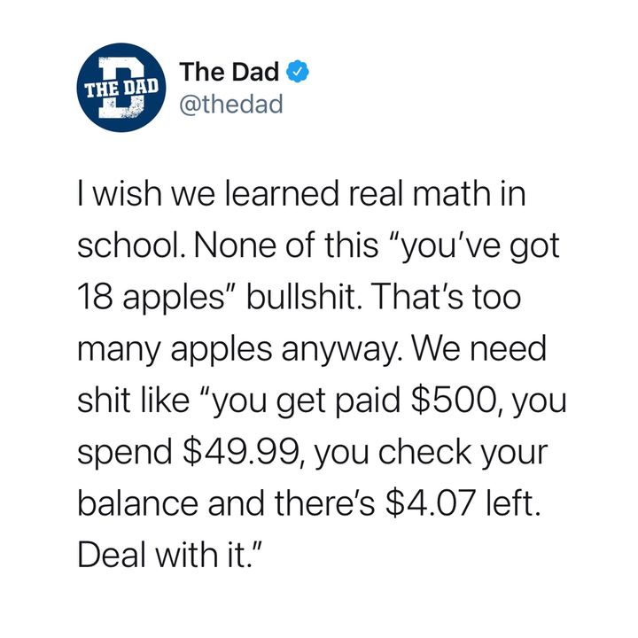 I wish we learned real math in school