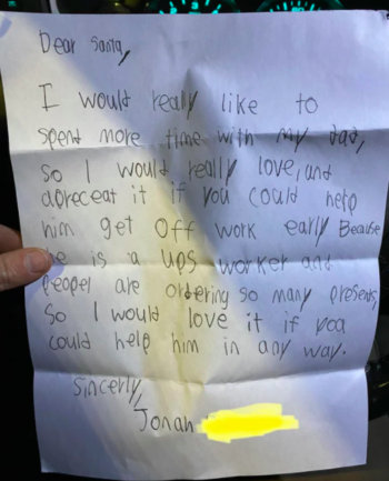 Son letter to santa