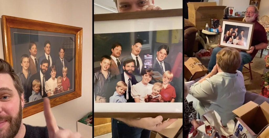 Son hilariously fixes family photo for his dad