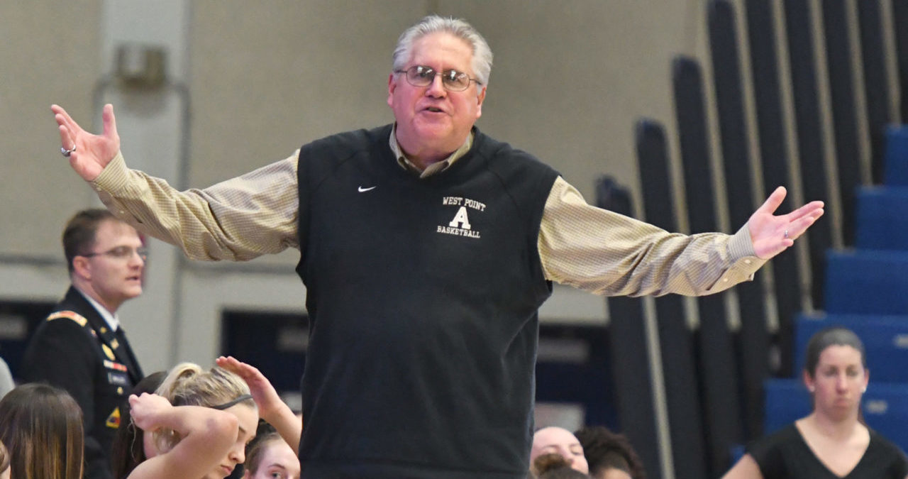 Head coach Dave Magarity of the Army Black Knights women's basketball team