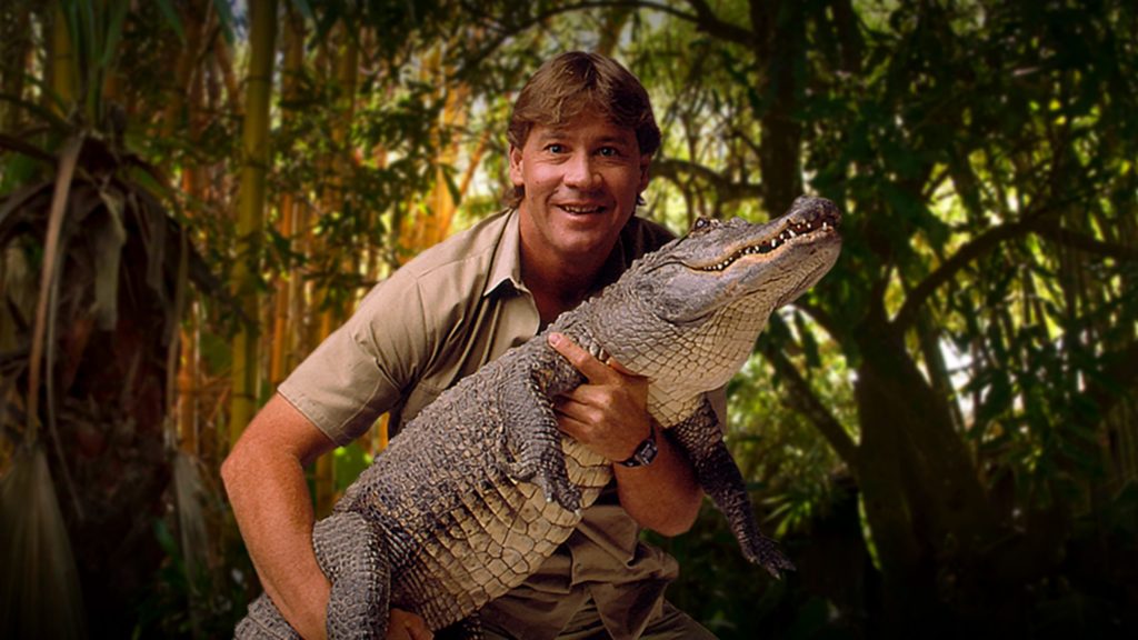 Steve Irwin with a crocodile