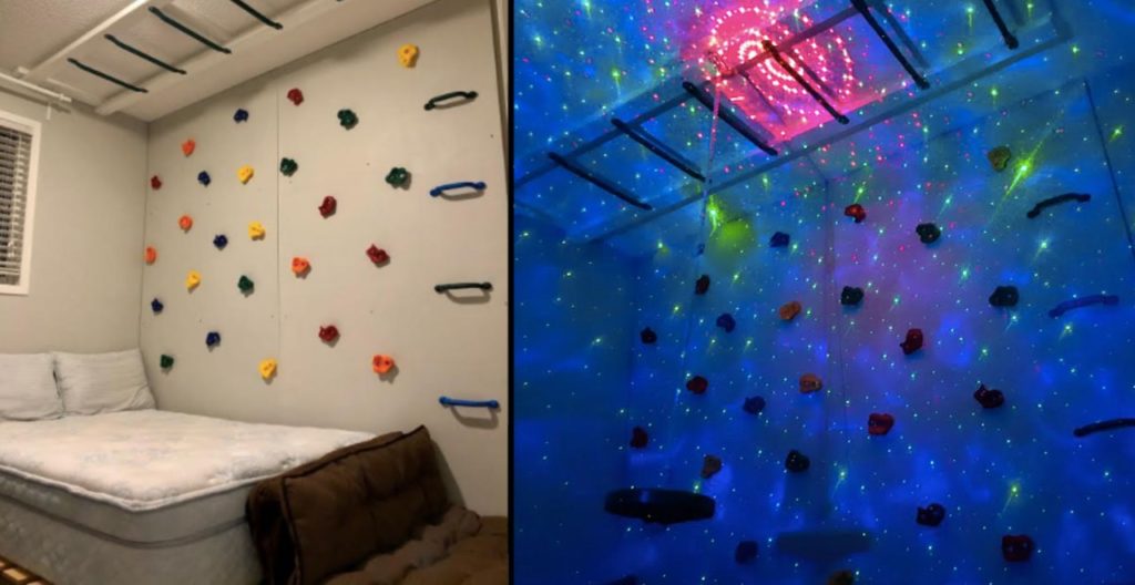 Dad builds climbing room for sons