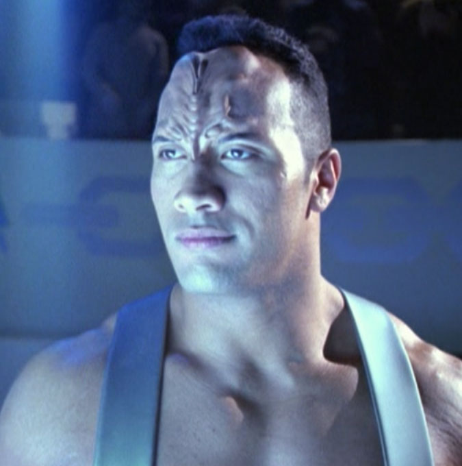 The Rock as the Pendari Champion in Star Trek: Voyager