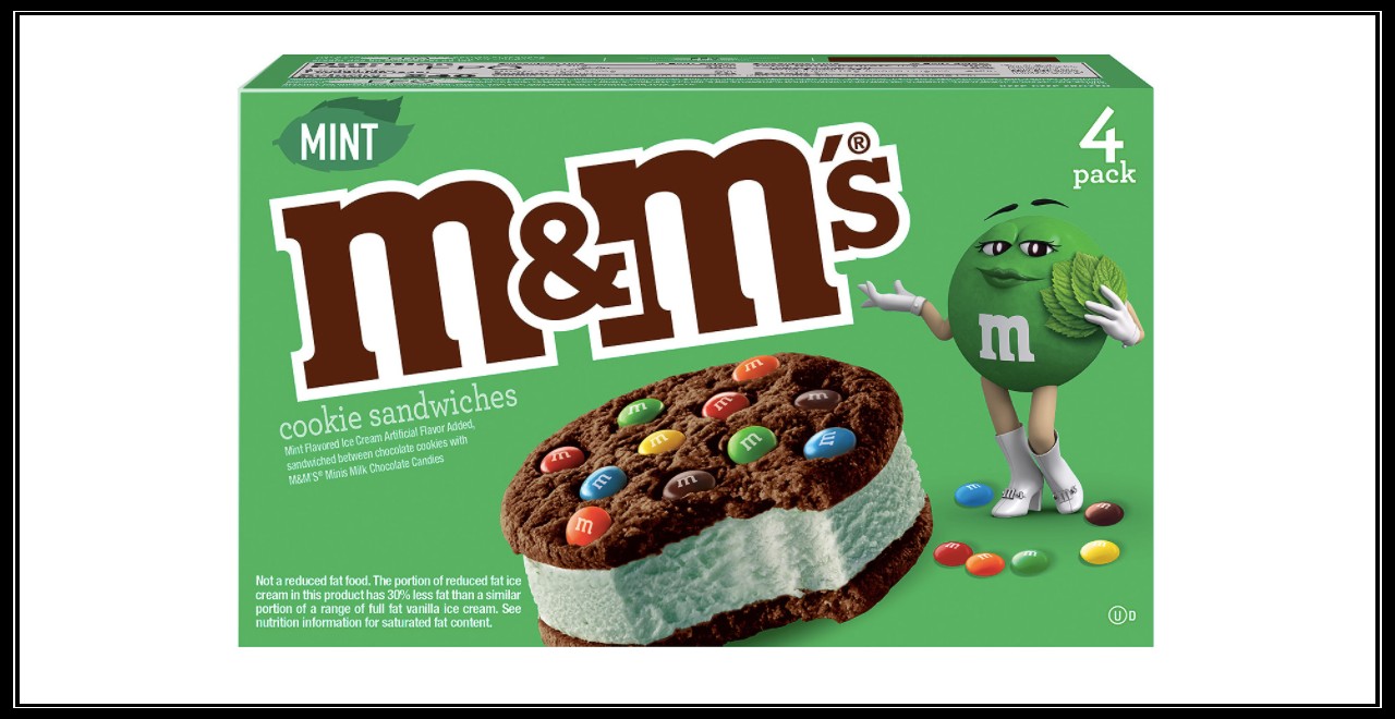 M&M's St. Patrick's Day ice cream sandwich