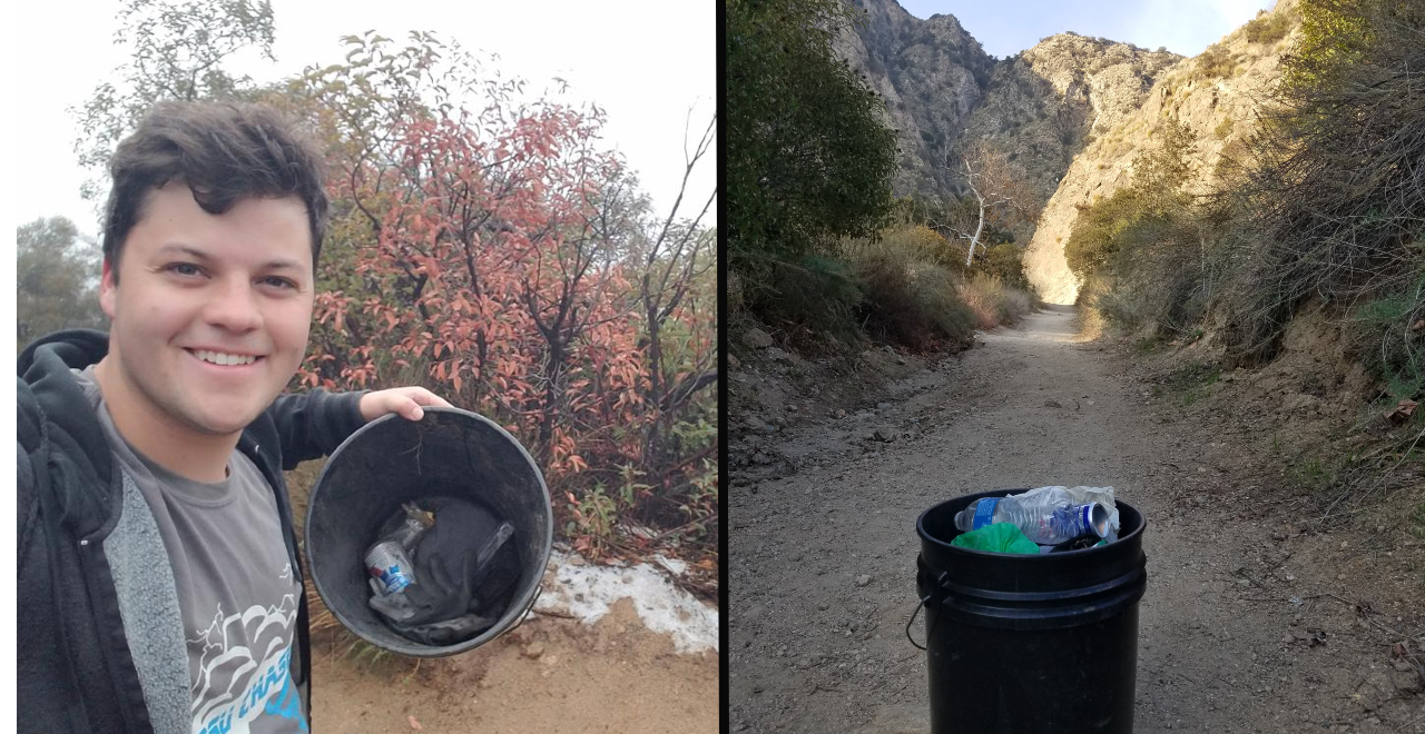 20yr Picks up Trash on Trail