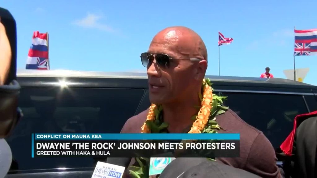 Dwayne speaks to the media about the protest in Hawaii