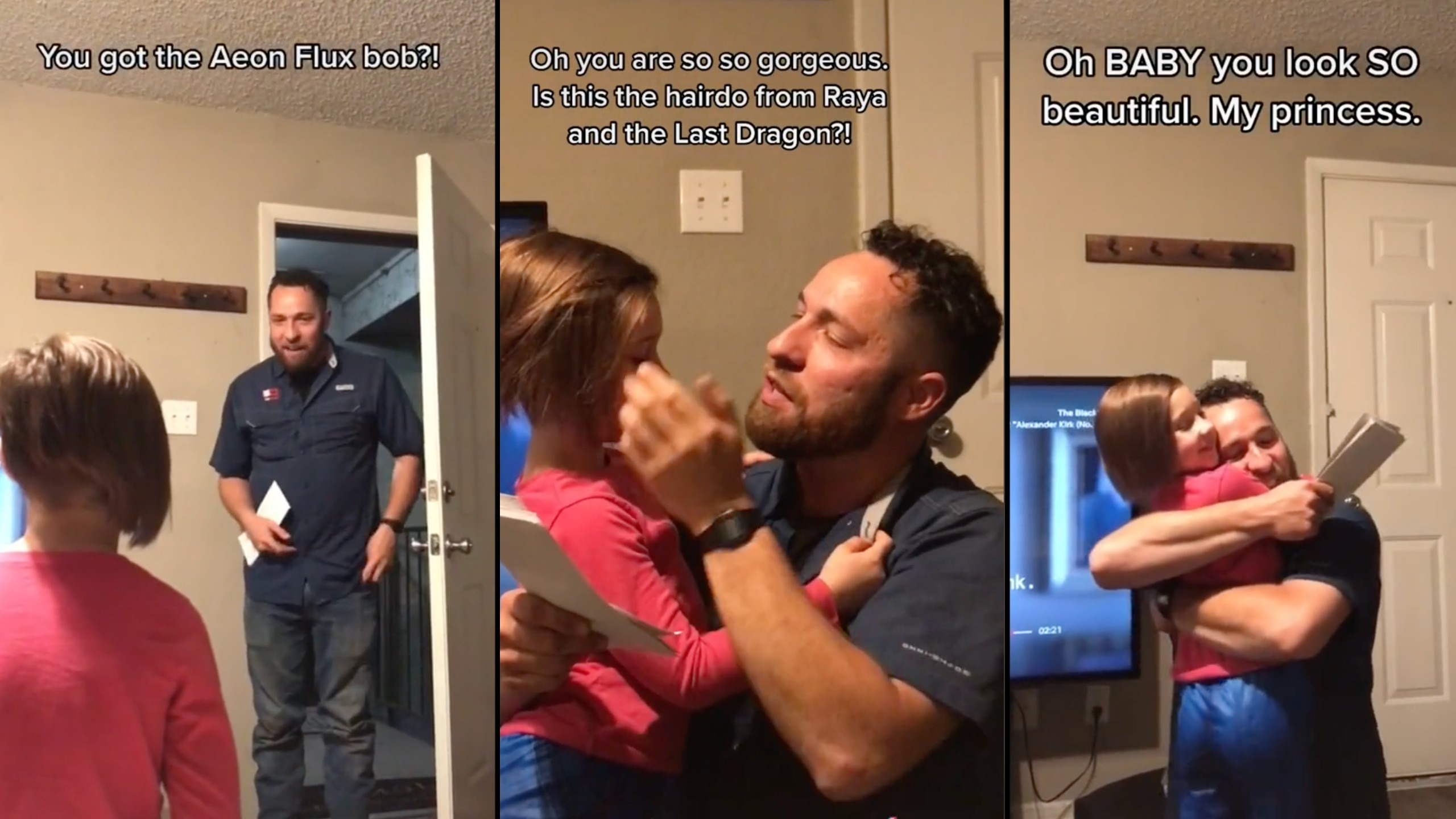 Dad's wholesome reaction to daughter's haircut goes viral