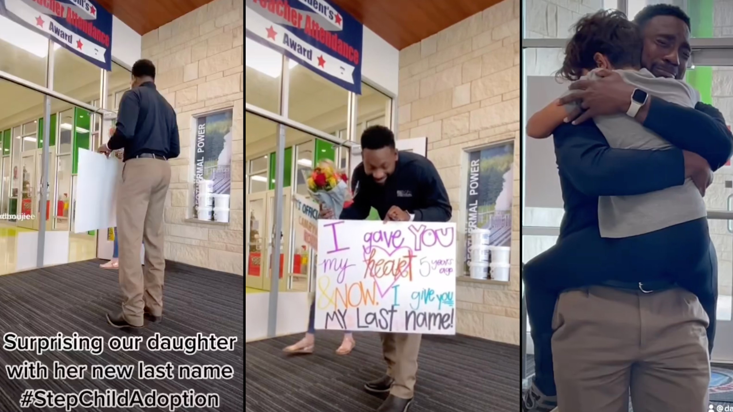 Dad surprises step daughter with new last name