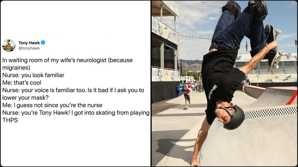 Tony Hawk finally recognized by skateboarding nurse