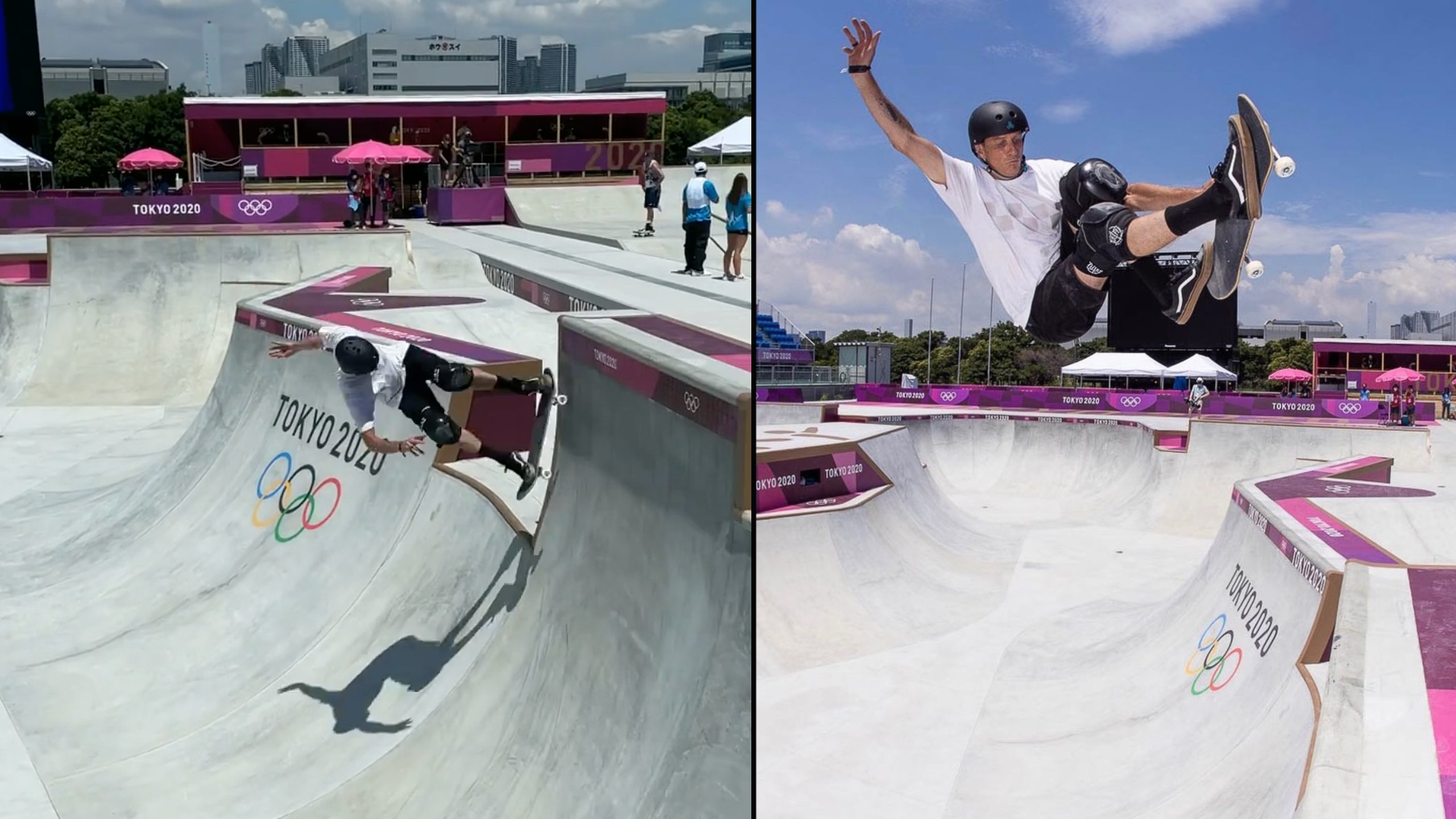 Tony Hawk attends first ever Olympic skating event, tests out Olympic skatepark