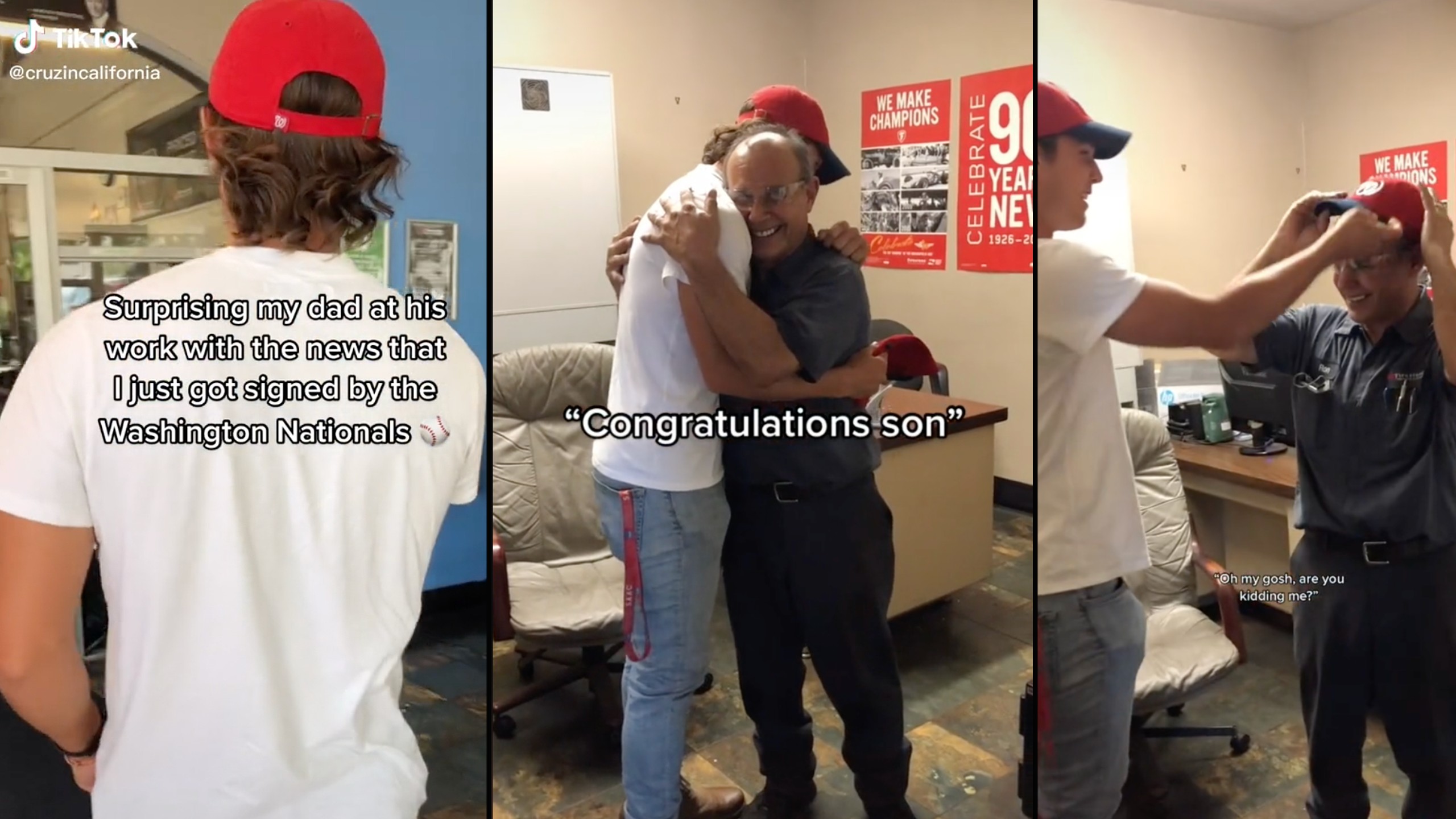 Baseball player surprises dad with news that he was signed to a major league team