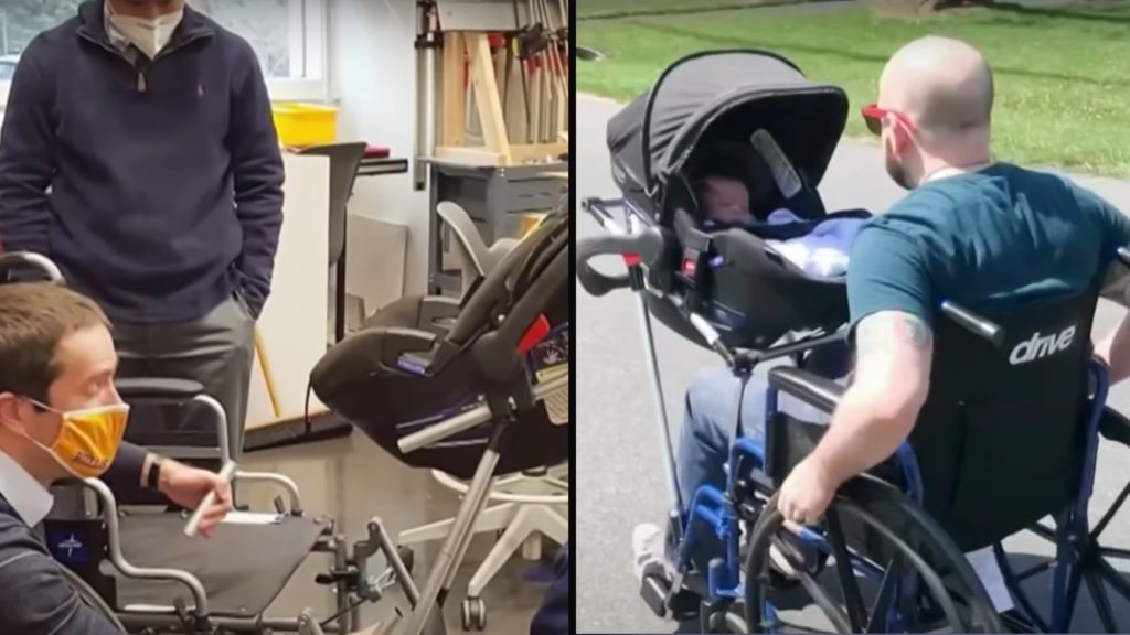 Wheelchair stroller designed by high school students