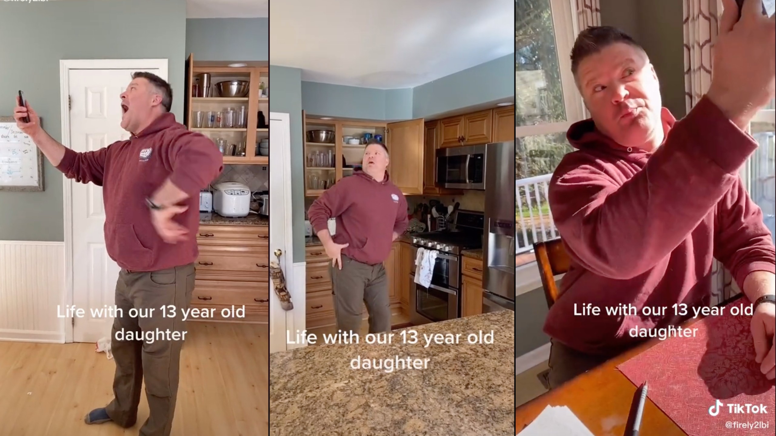 Dad hilariously imitates 13-year-old daughter