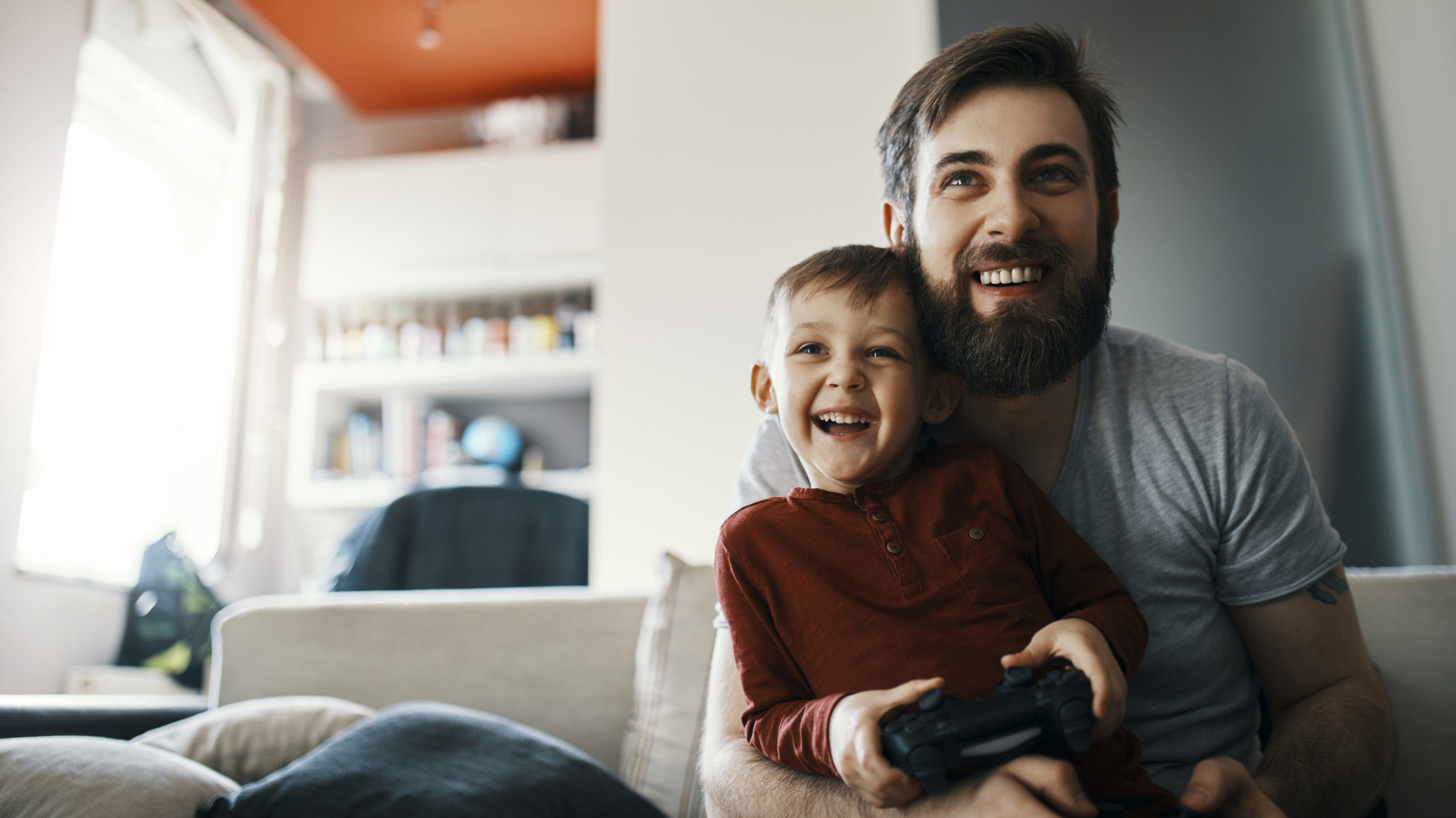 Father son gaming together