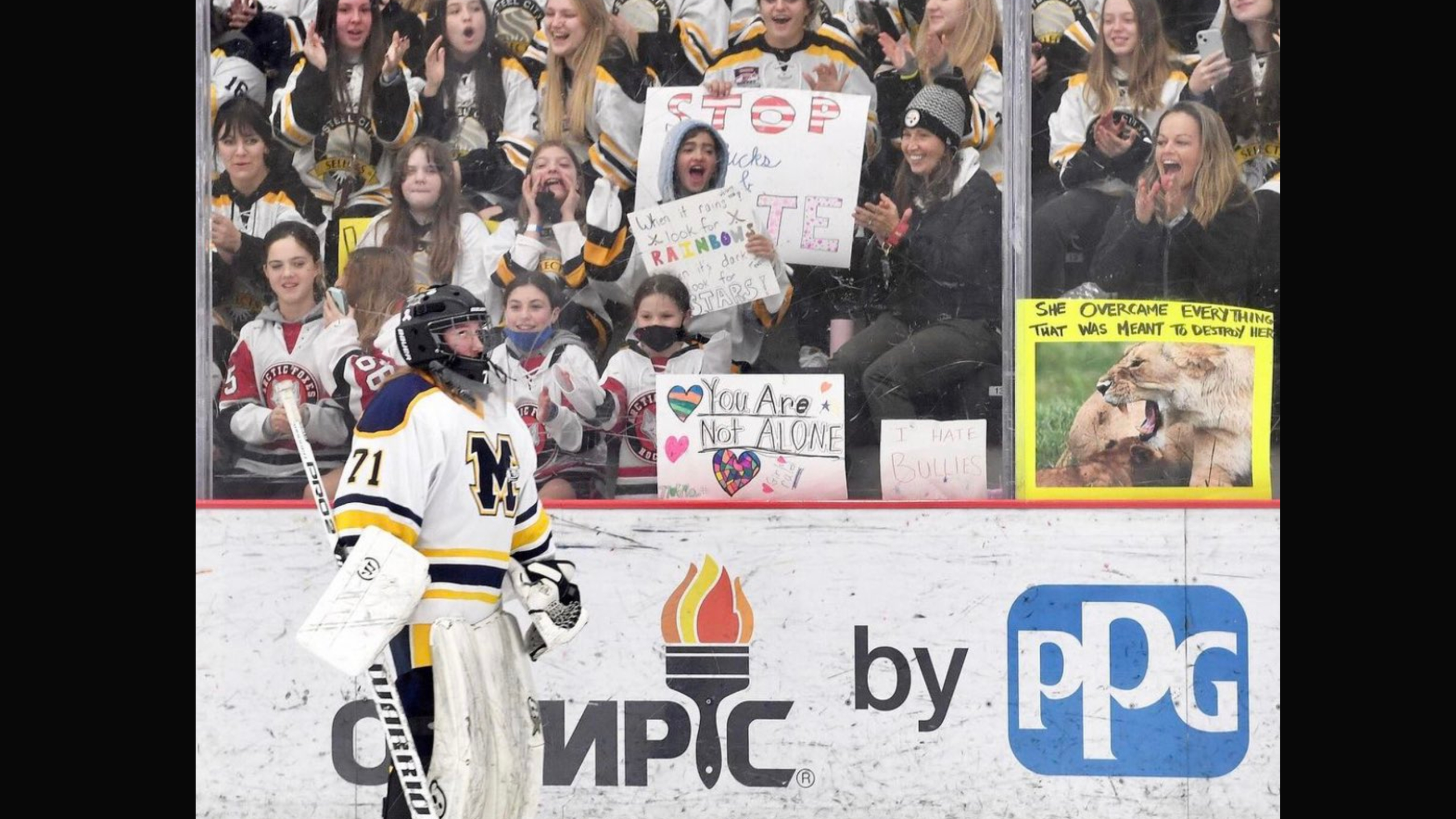 Fans support bullied goalie