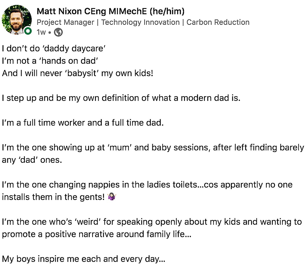 Dad talks modern fatherhood LinkedIn