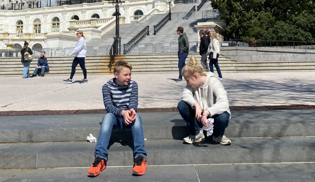 RESTING THEIR GAMS ON THE STEPS OF THE US CAPITOL